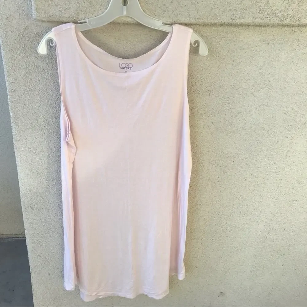 Layers by Lori Goldstein Baby Pink   SzXL Sleevelesss Curved Hem